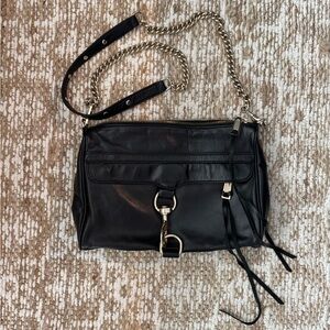 Rebecca Minkoff M.A.C. Crossbody Handbag Black Leather with Gold Tone Hardware